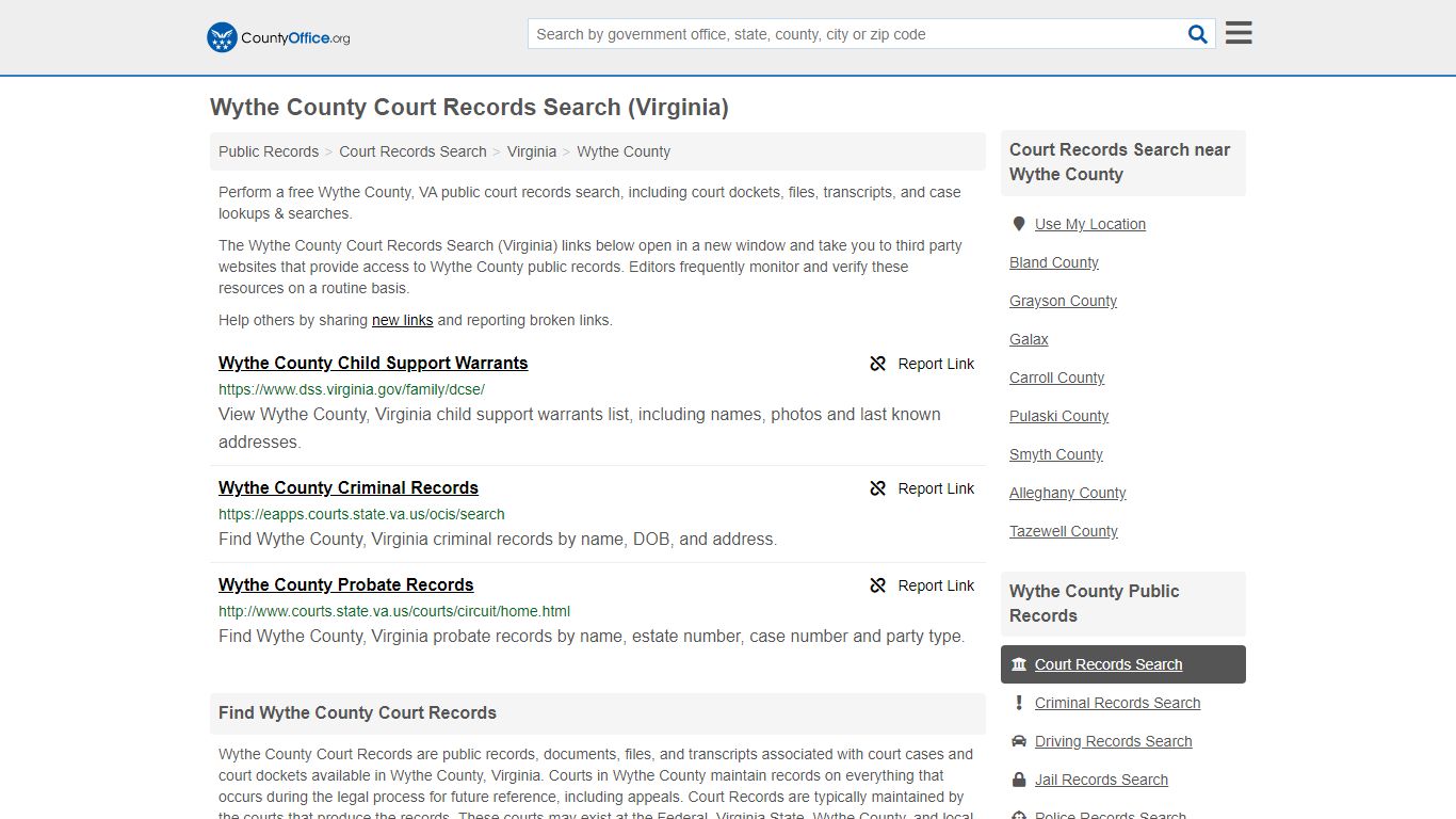 Court Records Search - Wythe County, VA (Adoptions ...