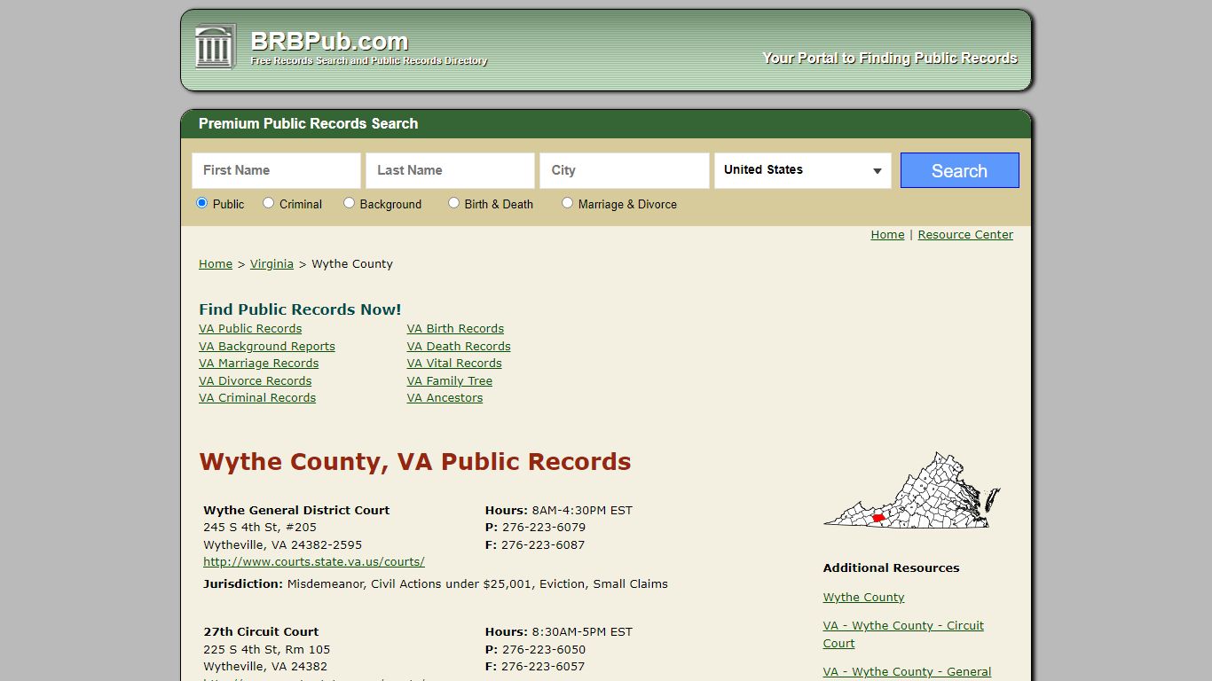 Wythe County Public Records | Search Virginia Government ...